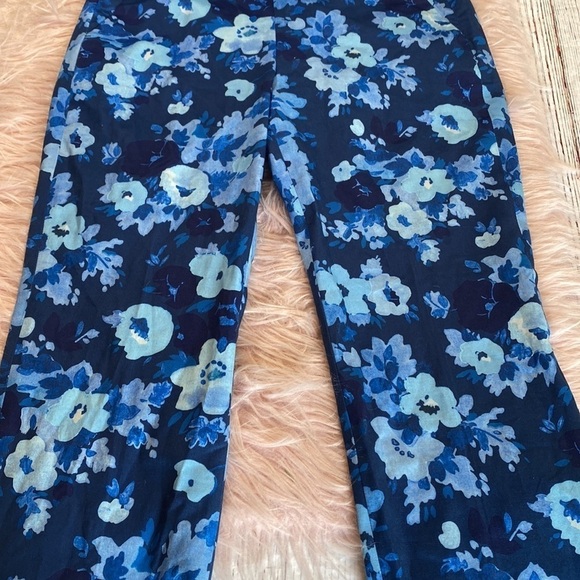 J. Crew High Rise Ankle Crop Remi Blue Floral Pants sz 8 - Picture 8 of 13